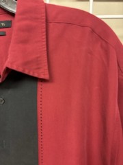 Axist Silk Touch Men’s Retro Bowling Camp Shirt Red Black Colorblock Size XL EUC