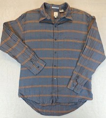 Bill Robinson 100% Italian Linen Shirt Long Sleeve Blue Button Up Mens Medium