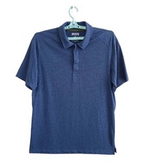 Duluth Trading Co Mens M Blue Heather Polo Shirt Short Sleeve Underarm Gussets