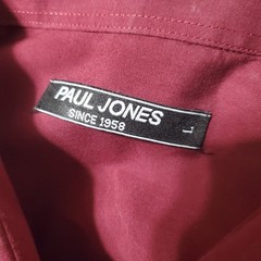 Paul Jones Dress Shirt Mens Size L Maroon Long Sleeve Button Front
