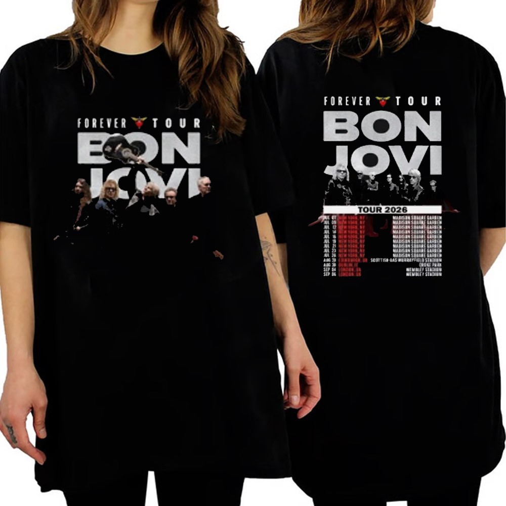 Retro Bon Jovi Forever Tour Shirt 2026, Bon Jovi Hard Rock Tour Tee for Rock Fan
