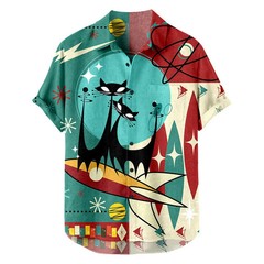 2026 Summer New Fashion Vacation Color Printed Casual Collar Short.
