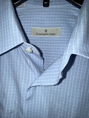 Ermenegildo Zegna Light Blue White Men’s Button Down Shirt Size 41 R