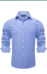 Hi-Tie Men’s 4-Way Stretch Dress Shirts Wrinkle-Free Long Sleeve Casual Button