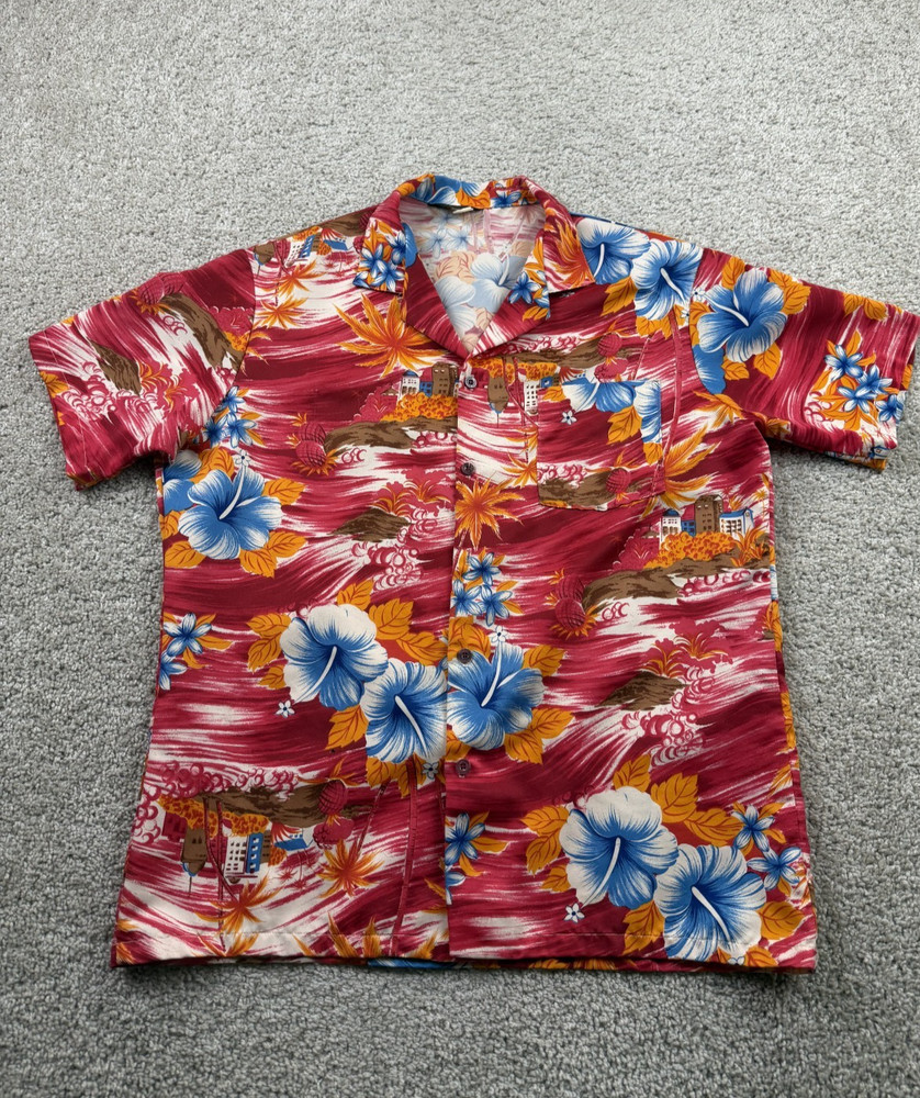 Vintage Mr. Jan Don Giovanni California Hawaiian Shirt L Floral Rayon Tiki Aloha