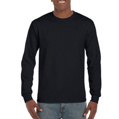 Gildan G2400P2 Men’s Ultra Cotton Long Sleeve T Shirt M 2 Pieces – Black
