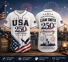 4th Of July USA 250th Anniversary Patriotic Baseball Jersey American Flag Gift