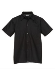 Chef Works Mens Medium Black NWOT Short Sleeve Shirt Snap Front