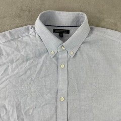 Banana Republic Shirt Men 2XL Blue Birds Eye Non-Iron Tailored Slim Fit Pique