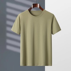 2026 Summer 100% Mercerized Cotton Men Silk T-shirts O-Neck Short Sleeve Loose S