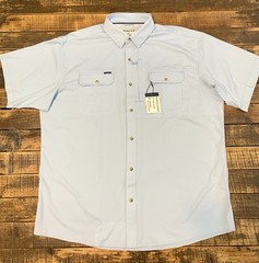 NWT Poncho Outdoors Mens XL Blue Short Sleeve Magnetic Pocket Button Shirt