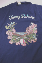 TOMMY BAHAMA Blue Note Bay Basebell Back Panel Embroidered Silk Shirt Medium