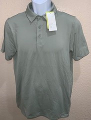 Jersey Polo Shirt All in Motion Wicking Stretch No Roll Collar 3 button Wicking