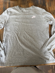 Nike The Nike Tee Mens Gray Long Sleeve Crew Neck Logo T-Shirt Size M