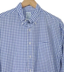 Brooks Brothers Button Up Shirt Men’s 16-2 Purple Plaid Long Sleeve Relaxed Fit