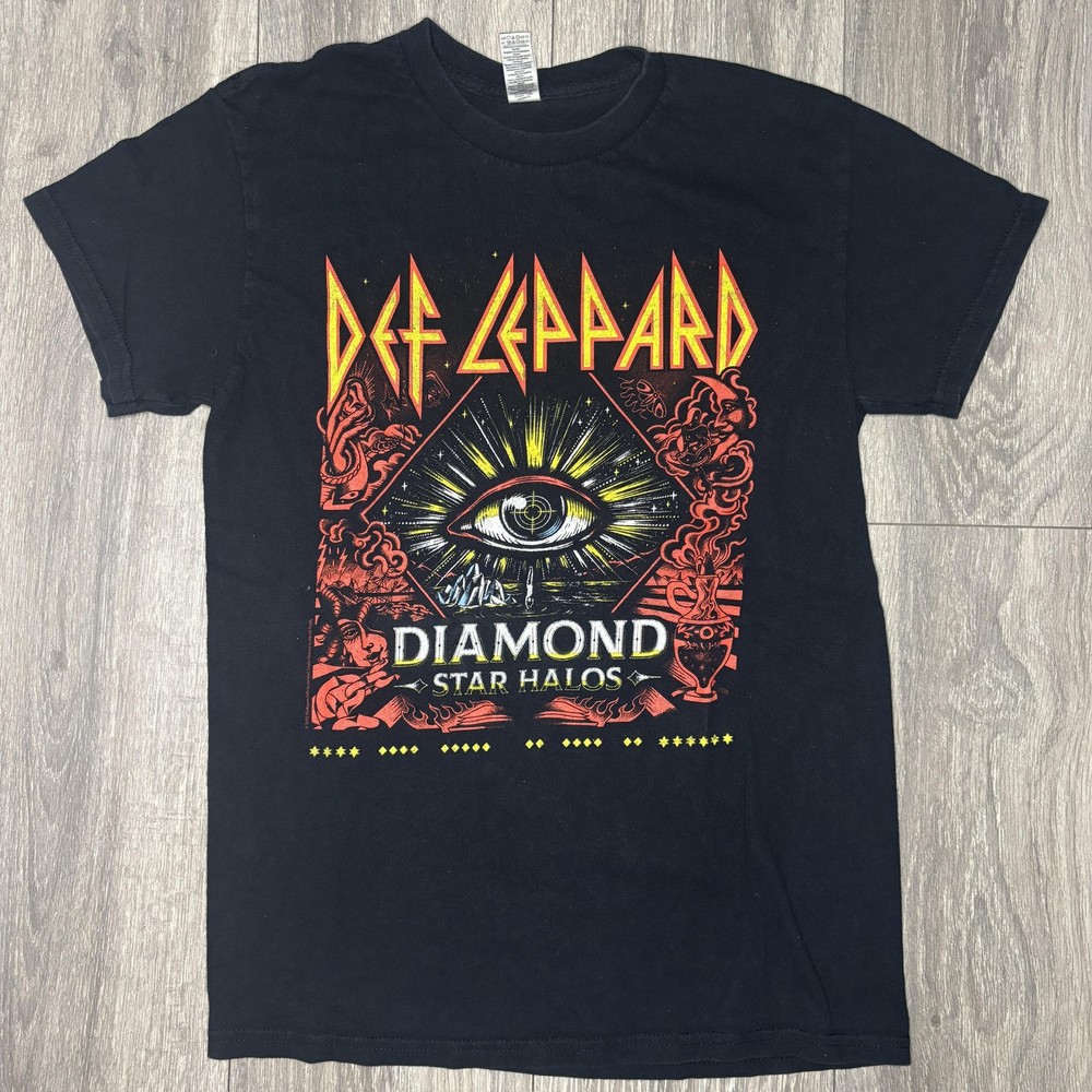 Def Leppard Shirt Mens Small Black Diamond Star Halos Tour 2022 Graphic Concert