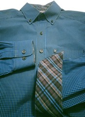 Panhandle Tuf Cooper Performance Western Shirt Men’s Med Blue Gingham Flip Cuff