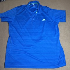 Adidas Climalite Golf Polo Shirt Men Sz XL Blue Short Sleeve Striped Relaxed