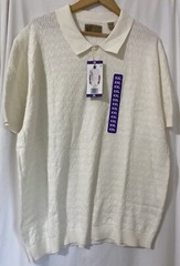 WP Weatherproof Men’s Staggered Rib Short Sleeve Polo 100% Cotton-Size 2XL- ECRU