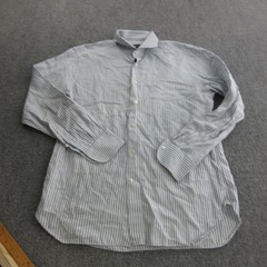 Ermenegildo Zegna Shirt Mens 16.5 Gray Striped Dress Long Sleeve Cotton Twill