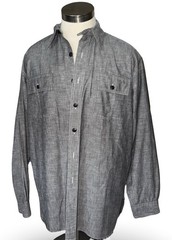Vintage Polo Ralph Lauren Chin Strap Donington Button Up Sz L 90s Melange Gray