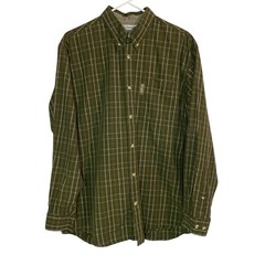 Columbia Men’s Size Medium Green Plaid Long Sleeve Button Down Casual Shirt