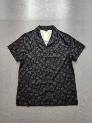 All in Motion Men Shirt L Black Gray Floral Collar Short Sleeve Button Up Casual
