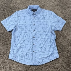 Mizzen + Main Halyard Floral Shirt Men M Classic Fit Blue Short Sleeve Button Up