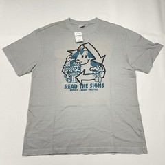 Cotton On Recycle Tee Shirt Mens Large Grey Loose Fit Bondi Graphic Earth Reuse