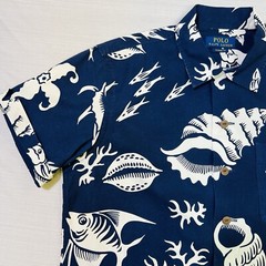 Polo Ralph Lauren Reef Life Vacation Shirt Men’s Size Medium Hook N Loop Collar
