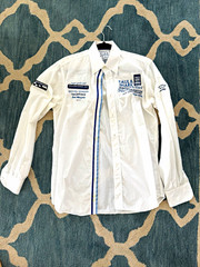 Paul & Shark Yachting Men’s Solid White/Blue Long Sleeve Button-Up Shirt 39