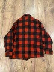 Vintage 30s 40s Red Flannel Button Up Buffalo Plaid Shirt M/L Wool