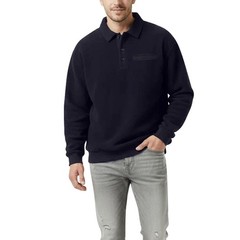 Men’s Long Sleeve Plain Sweatshirt Fleece Polo Collared Warm Top Casual M-3XL