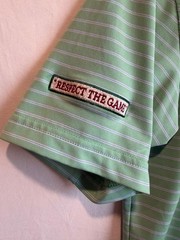 Peter Millar Seaside Wash Green Stripe Short Sleeve Golf Polo Shirt Size: Medium