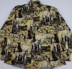 Vintage Y2k Outdoor Life Hunting Dog Bird Pattern Shirt Vtg All Over Print Sport
