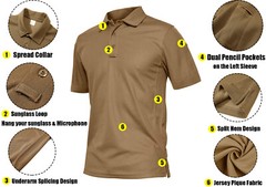 Men’s Short Sleeve Tactical Polo Shirts Quick Dry Team Combat Work Casual Golf T