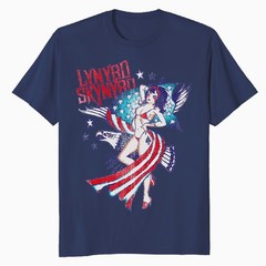 Lynyrd Skynyrd Lady Liberty Eagle Stars Stripes US Flag Rock Men’s T-Shirt