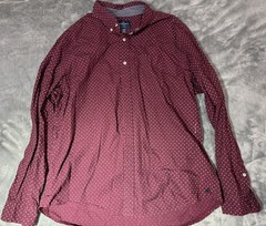 American Eagle AE SZ XXL/TTG Button Down Shirt Maroon Polka Dot EUC