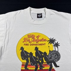 Vintage Single Stitch LA Fire Department T-Shirt Tee Size L 1988