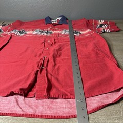 VTG Cumberland Outfitters Shirt Men XL Red Flag Horses Western Cowboy Pearl Snap