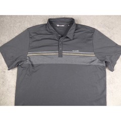 TravisMathew Mens XXL Black Striped Short Sleeve Pima Cotton Blend Polo Shirt