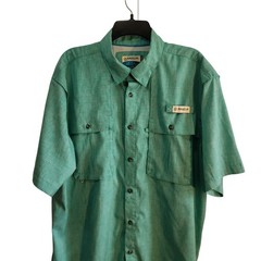 Magellan Outdoors Fish Gear Aransas Pass Fishing Shirt Mens Large Teal Green SS