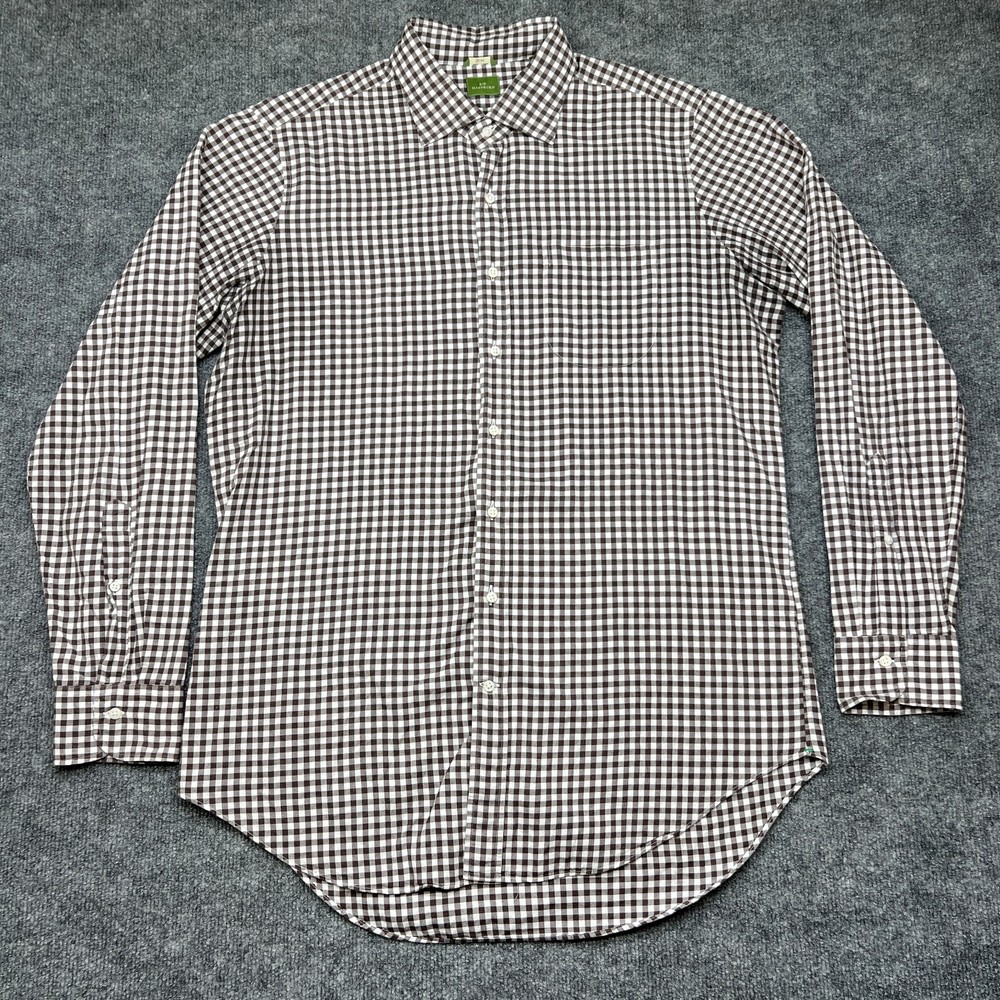 Sid Mashburn Mens Large Slim White Checks Button Front Long Sleeve Dress Shirt