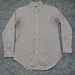 Sid Mashburn Mens Large Slim White Checks Button Front Long Sleeve Dress Shirt