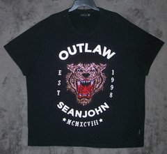 Sean John Shirt Adult 3XL XXXL Black Graphic Tiger Rhinestones Stitched Logo Men