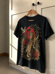 Japanese Tiger T-Shirt Vintage Tiger Graphic Tee Floral Tiger Shirt Japanese Art