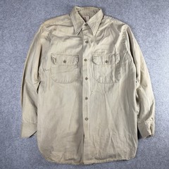 Vintage 40s King Of Twills Reverse Twill 100% Cotton Button Up Large 50s (RARE!)