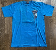 Vtg 90s Harley Davidson Henley T Shirt XL Native Dream Catcher Lake Shore USA