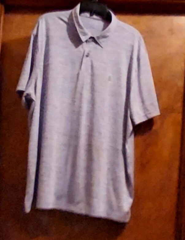 IZOD Golf Men’s Short Sleeve Polo, Sz XXL, 100% Poly, Purple/White w/Gray Logo