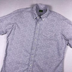 Sid Mashburn Shirt Mens Medium White Graphic Print Button Down Short Sleeve Art